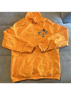 NWOT Disney Jacket Adult S Orange Mickey Mouse Donald Duck Goofy Windbreaker